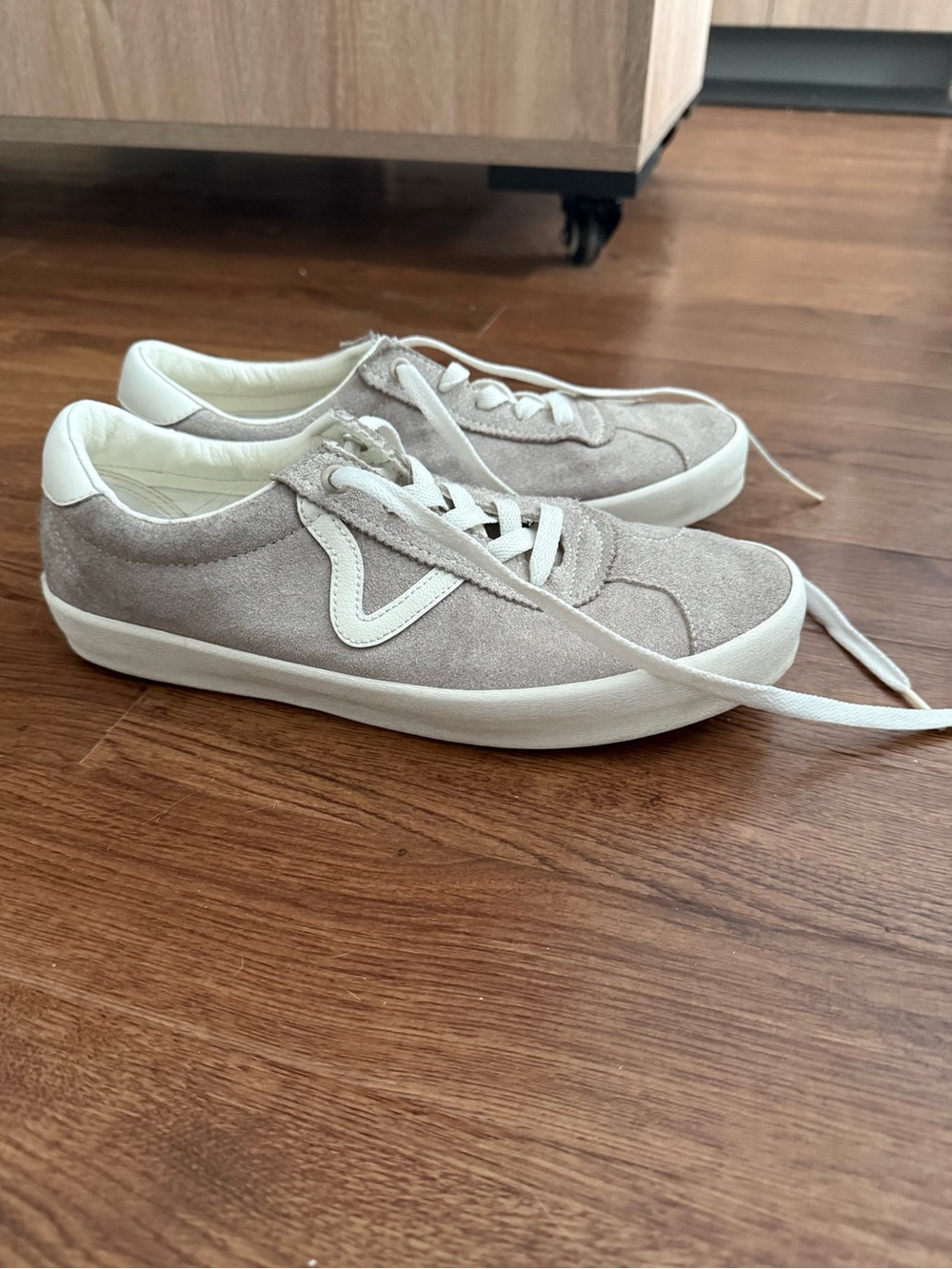 VANS Taupe Suede Low-Top Sneakers with White Trim